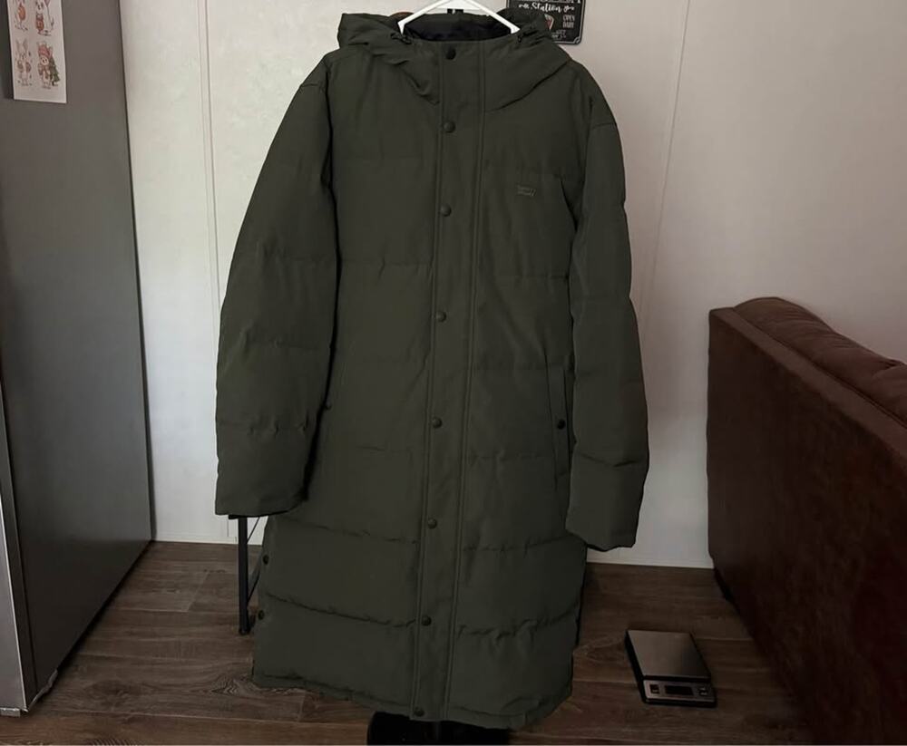 Levi's® Men's Quilted Extra Long Olive Green Parka Jacket Size Large